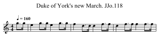 Duke of York's new March. JJo.118 - staff notation