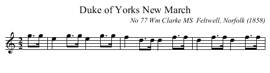 Duke of Yorks New March - staff notation