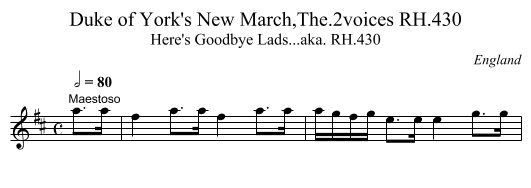 Duke of York's New March,The.2voices RH.430 - staff notation