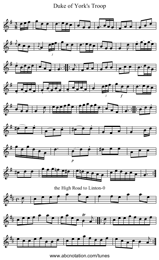 Duke of York's Troop - staff notation