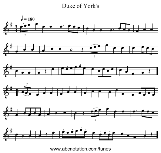 Duke of York's - staff notation