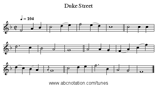 Duke Street - staff notation