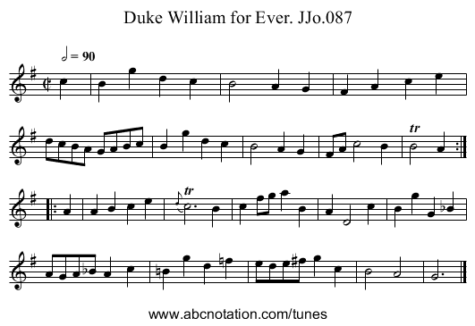 Duke William for Ever. JJo.087 - staff notation