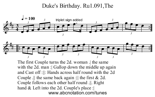Duke's Birthday. Ru1.091,The - staff notation