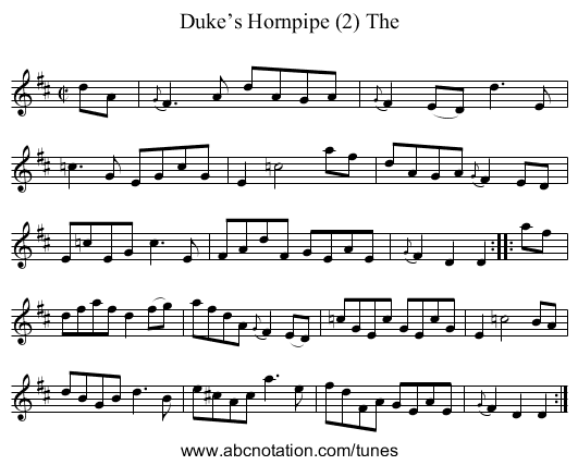 Duke’s Hornpipe (2) The - staff notation