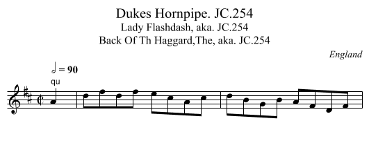 Dukes Hornpipe. JC.254 - staff notation