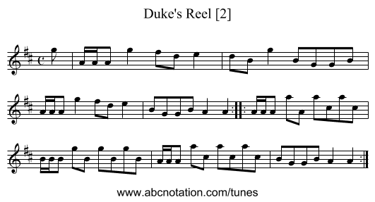 Duke's Reel [2] - staff notation