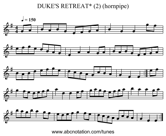 DUKE'S RETREAT* (2) (hornpipe) - staff notation