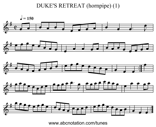 DUKE'S RETREAT (hornpipe) (1) - staff notation