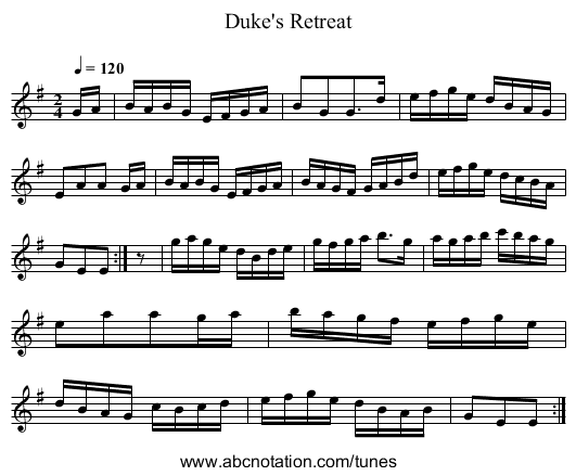 Duke's Retreat - staff notation