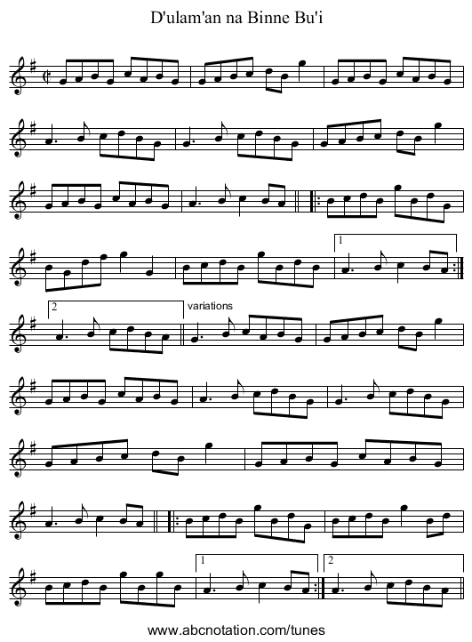 D'ulam'an na Binne Bu'i - staff notation