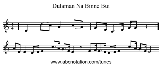 Dulaman Na Binne Bui - staff notation