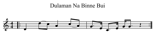 Dulaman Na Binne Bui - staff notation