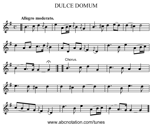 DULCE DOMUM - staff notation