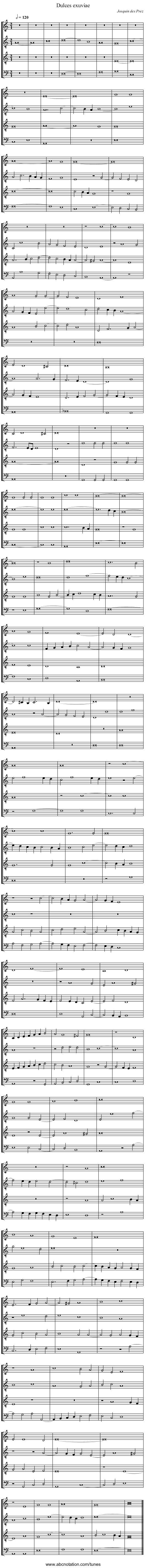 Dulces exuviae - staff notation