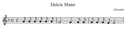 Dulcis Mater - staff notation