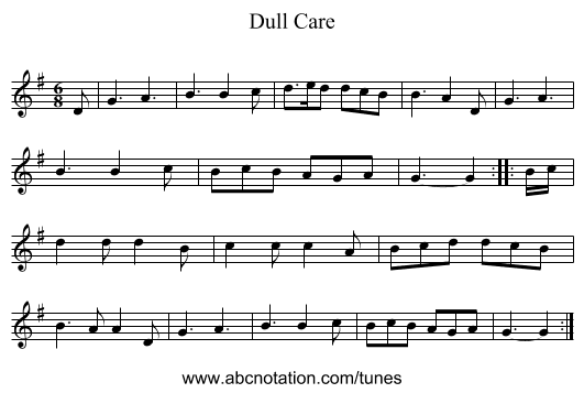 Dull Care - staff notation