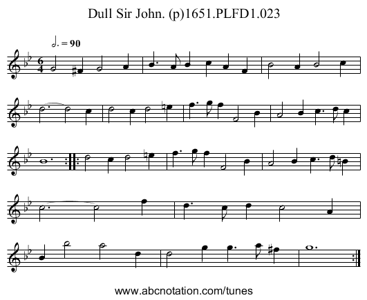 Dull Sir John. (p)1651.PLFD1.023 - staff notation