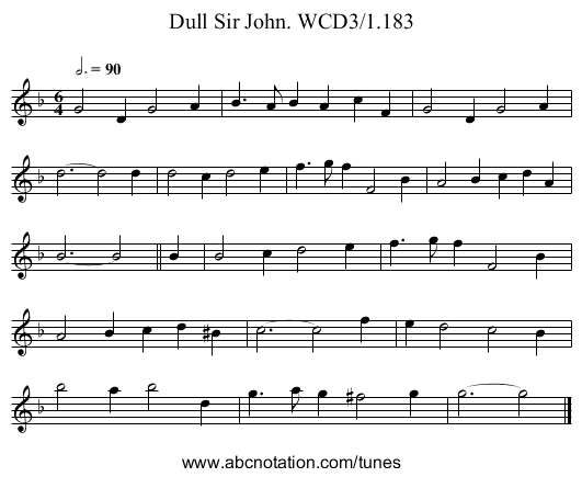 Dull Sir John. WCD3/1.183 - staff notation