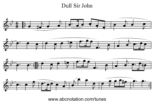 Dull Sir John - staff notation