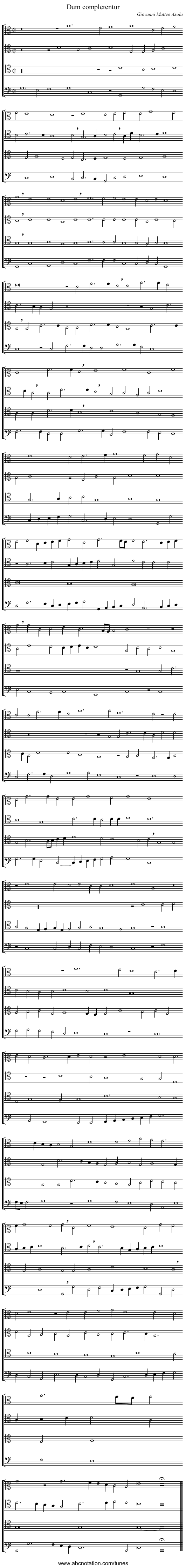 Dum complerentur - staff notation