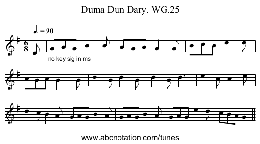 Duma Dun Dary. WG.25 - staff notation