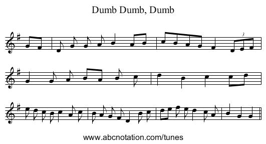 Dumb, Dumb, Dumb - staff notation
