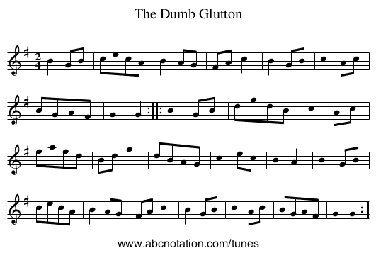 Dumb Glutton, The - staff notation