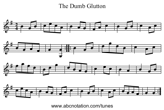 Dumb Glutton, The - staff notation