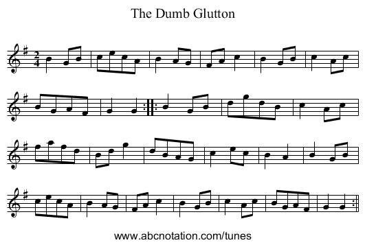 Dumb Glutton, The - staff notation