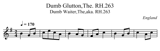 Dumb Glutton,The. RH.263 - staff notation