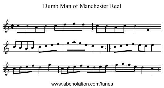 Dumb Man of Manchester Reel - staff notation