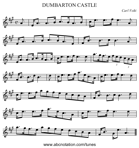 DUMBARTON CASTLE - staff notation