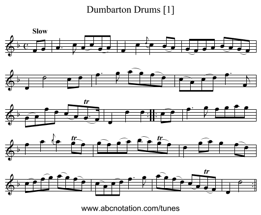 Dumbarton Drums [1] - staff notation