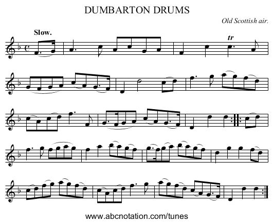 DUMBARTON DRUMS - staff notation