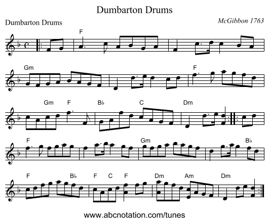 Dumbarton Drums - staff notation