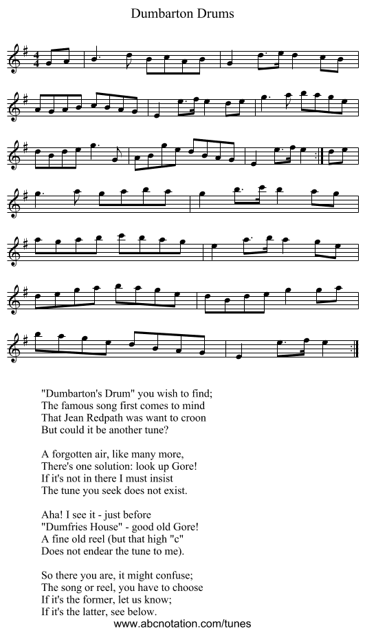Dumbarton Drums - staff notation