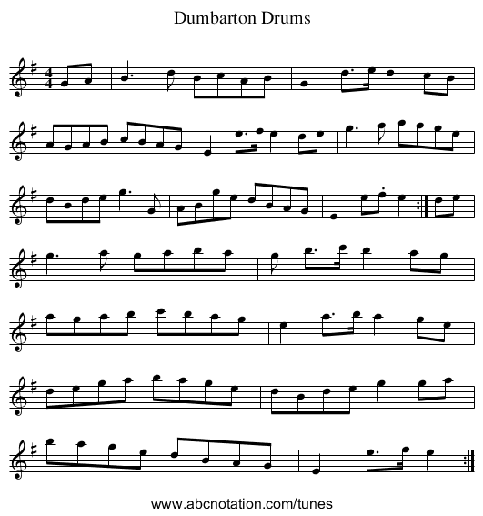 Dumbarton Drums - staff notation