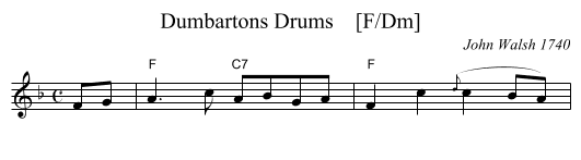 Dumbartons Drums    [F/Dm] - staff notation