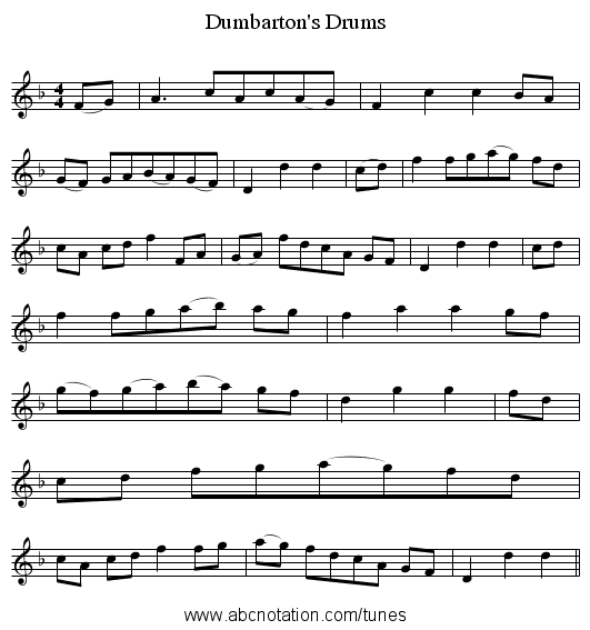 Dumbarton's Drums - staff notation