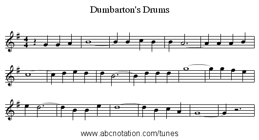 Dumbarton's Drums - staff notation