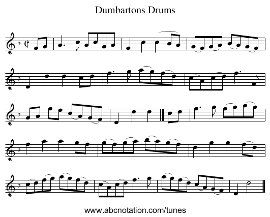 Dumbartons Drums - staff notation