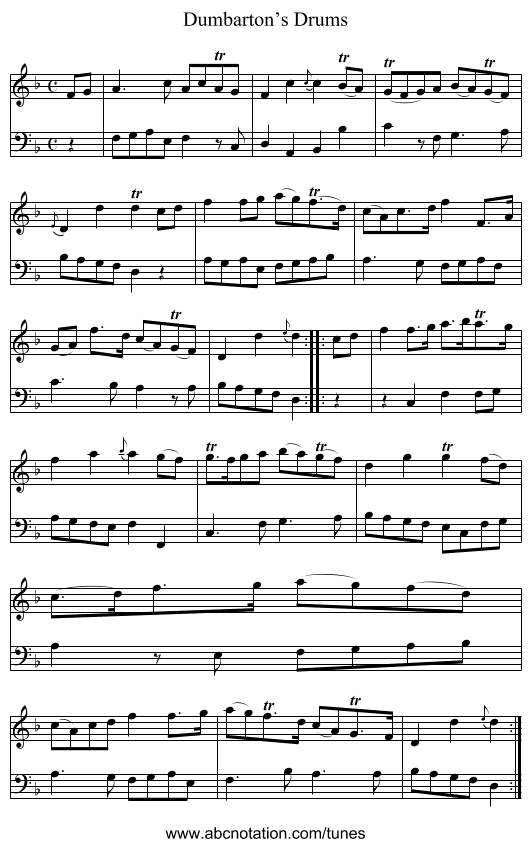 Dumbarton’s Drums - staff notation