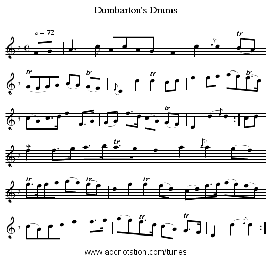 Dumbarton's Drums - staff notation
