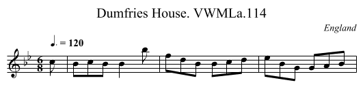 Dumfries House. VWMLa.114 - staff notation