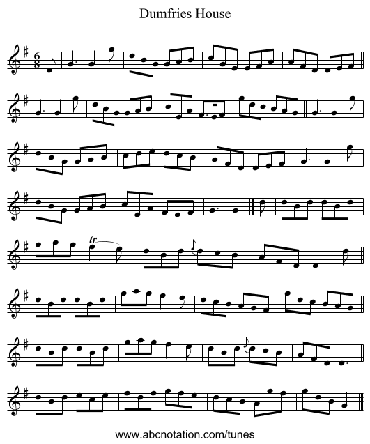 Dumfries House - staff notation