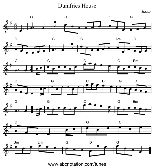Dumfries House - staff notation