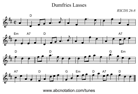 Dumfries Lasses - staff notation