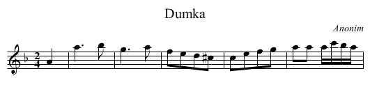 Dumka - staff notation