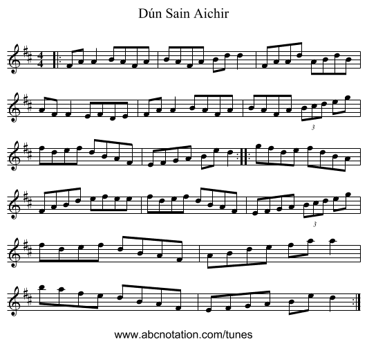 Dún Sain Aichir - staff notation